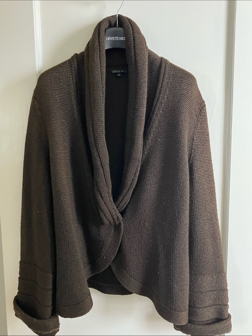 Vintage Lafayette 148 New York Women's Dark Chocolate Shawl Collar Cardigan